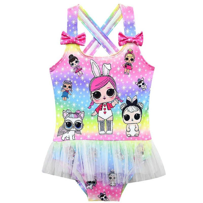 2020 купальный костюм для маленьких девочек с милым мультяшным принтом Купальные