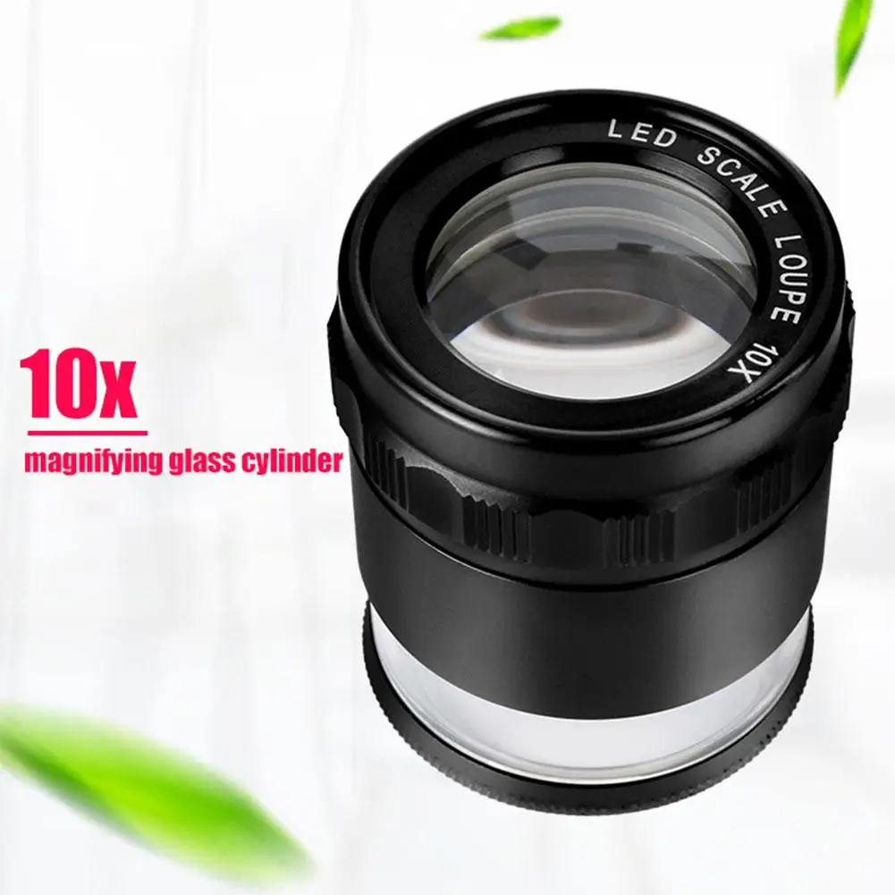 10X увеличительное Стекло подставкой измерительный Лупа весы с светодиодный