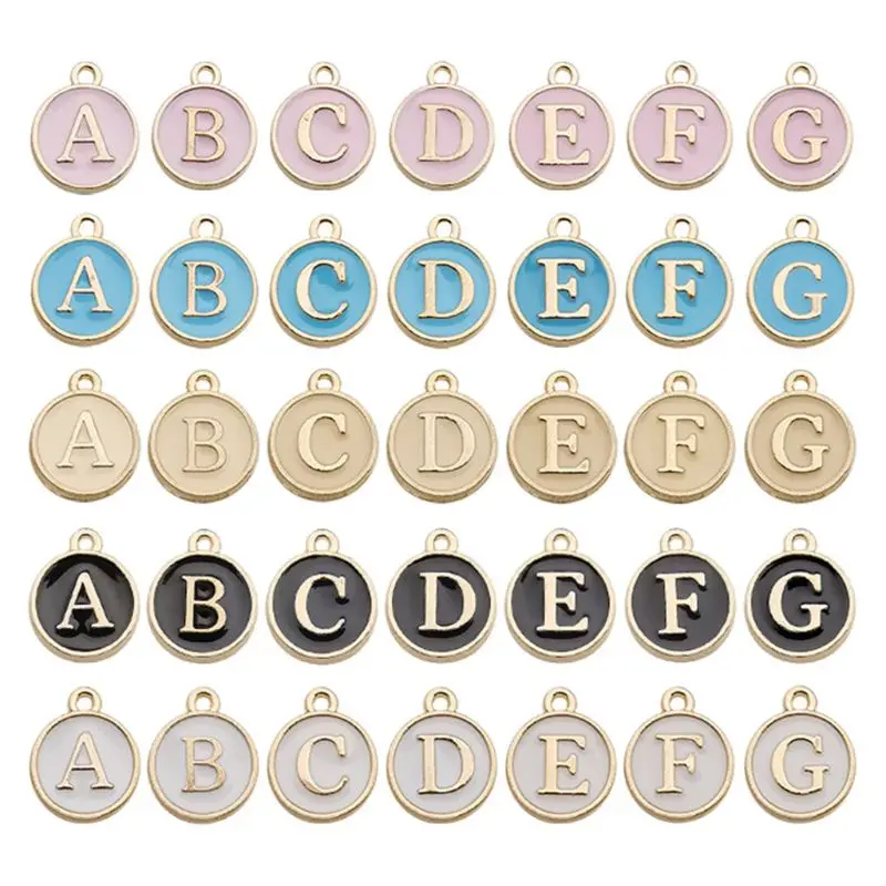 

Cute Mixed 26 Letter Metal Charms Double Sided Enamel Initial Alphabet A-Z Pendant Beads for DIY Jewelry Making Necklace Bracele