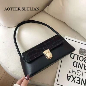 fashion exquisite shopping bag retro casual women totes shoulder bags female crocodile leather solid color chain women handbags free global shipping