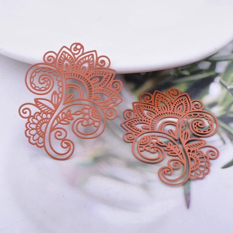 30 шт. AB6582 33*40 мм филигранные флуоресцентные цветные подвески в форме цветка