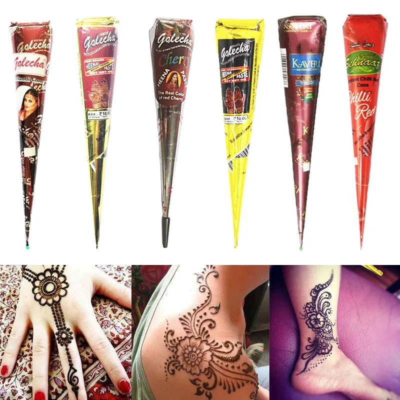 1Pcs Indian Henna Tattoo Paste Cone Body Paint Temporary Mehndi body art Sticker | Красота и здоровье
