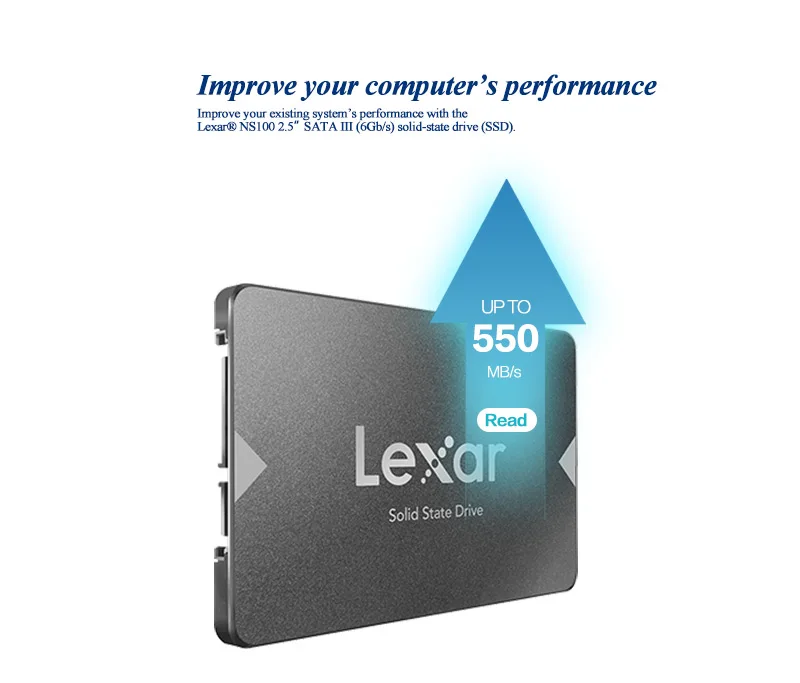 Lexar NS100 2," SATA 3 SSD 128 ГБ 256 ГБ Внутренний твердотельный накопитель 512 ГБ HD Жесткий диск высокая скорость для ноутбука Настольный ПК