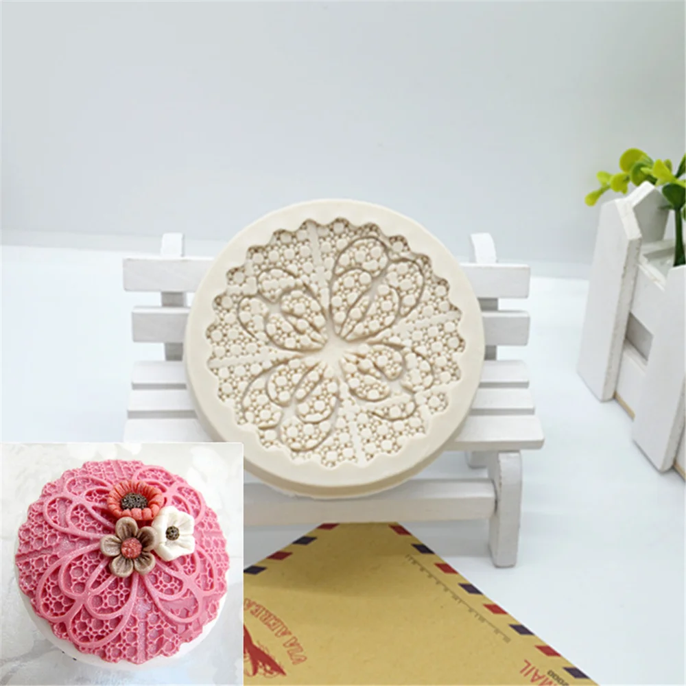 

1pc Flowers Lace Silicone Cake Molds Baby Birthday Fondant Cake Decorating Tools Kitchen Baking Accessories FTM385