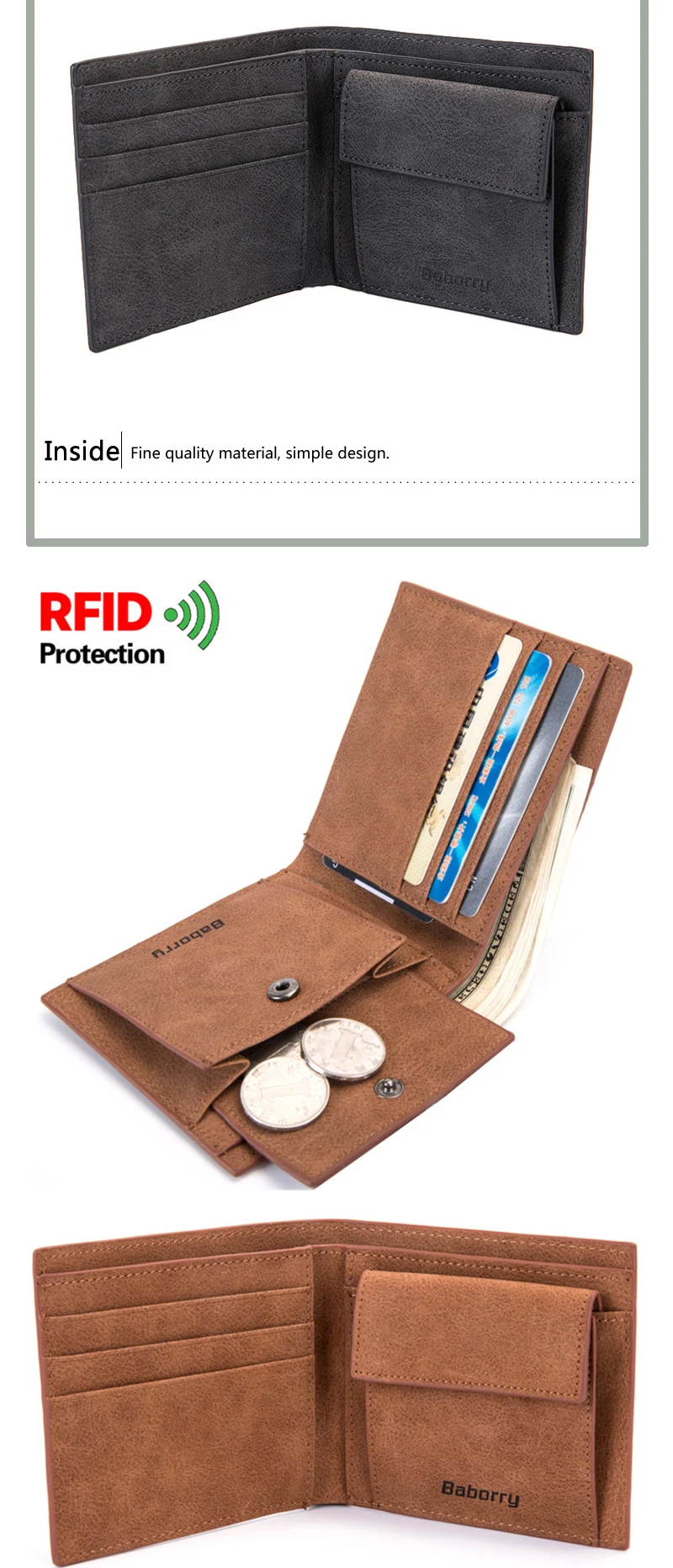 Rfid короткий Мужской кошелек из искусственной кожи, Противоугонный, кредитный держатель для карт, сумка для мужчин, на застежке, кошелек для монет для мужчин, новинка, высокое качество, на каждый день