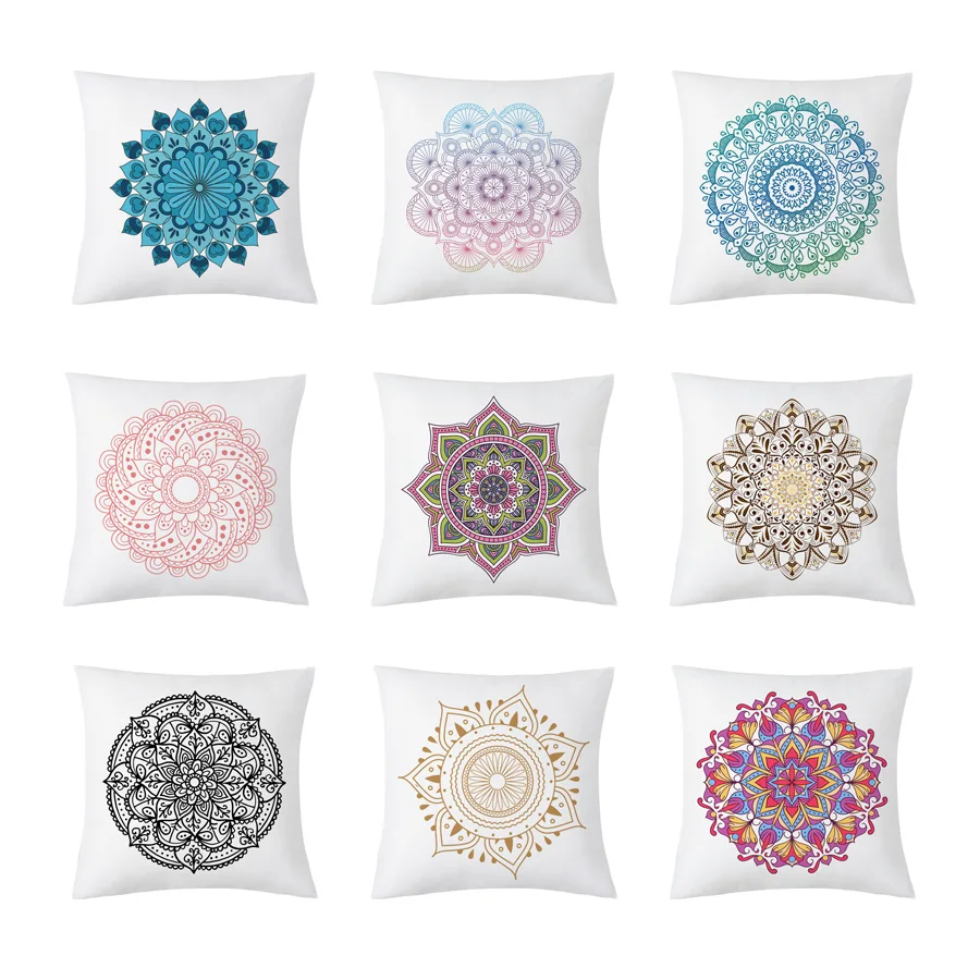 Богемная подушка с мандалой - чехол для обнимания с задником в кармане для декорации спинки автомобиля или дивана.