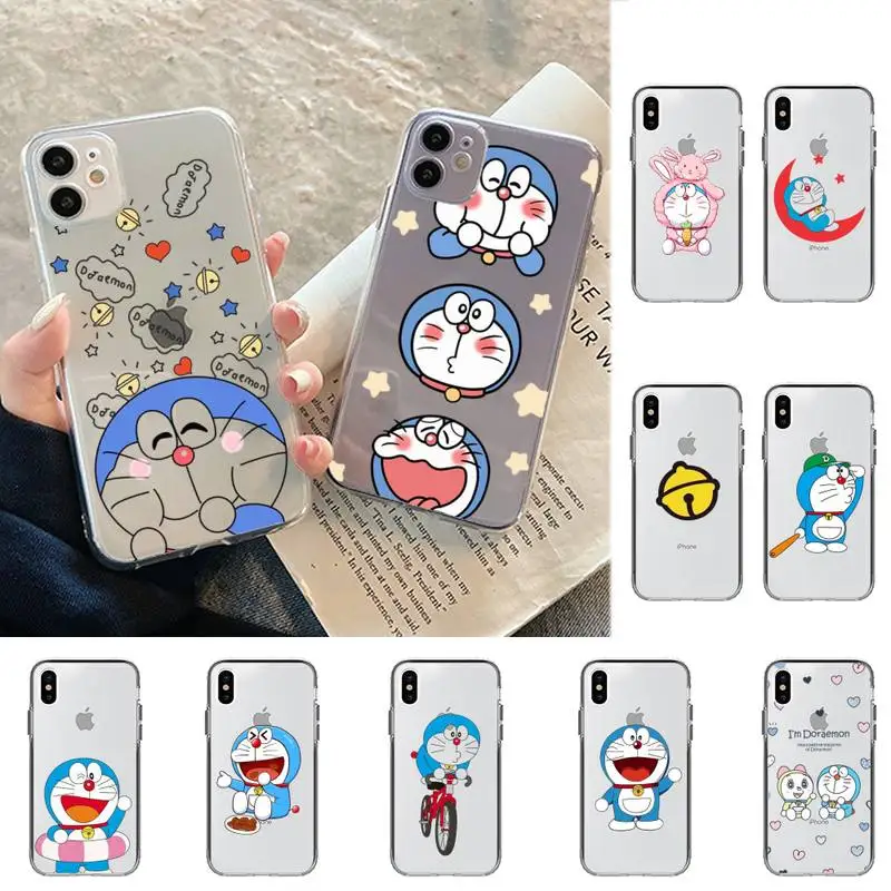 

FHNBLJ Cute Doraemon Phone Case for iPhone 11 12 pro XS MAX 8 7 6 6S Plus X 5S SE 2020 XR case