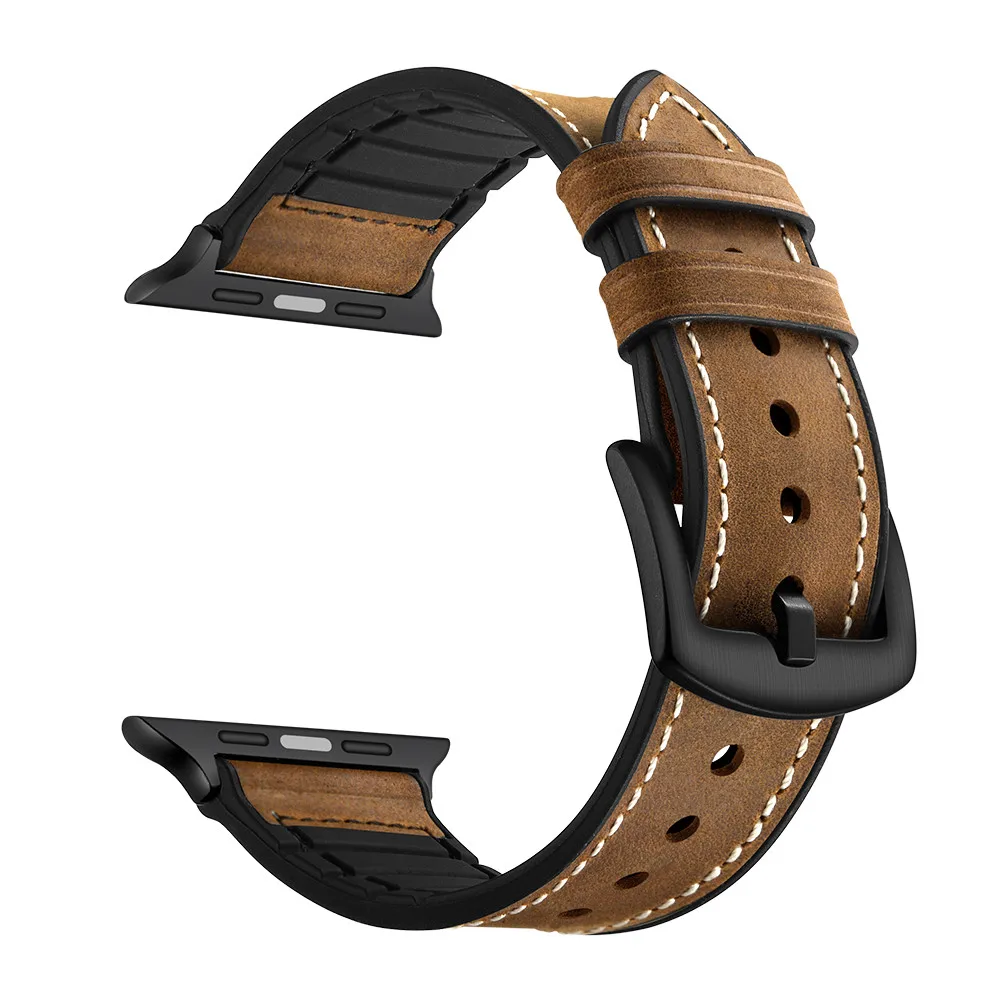 Ремешок силиконовый кожаный для Apple Watch SE браслет iWatch Series 6 5 4 3 2 1 40 мм 44 38 42