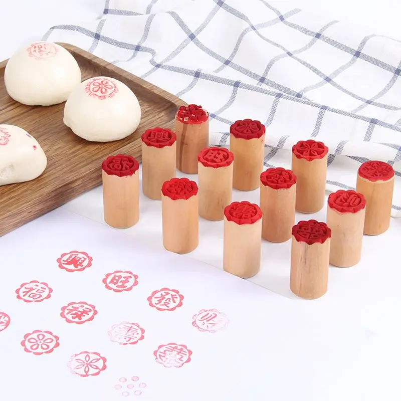 

8pcs/set Cake Mold Wood Dessert Seal Stamp Traditional Chinese Moon DIY Cookie Baking Decorating Tools