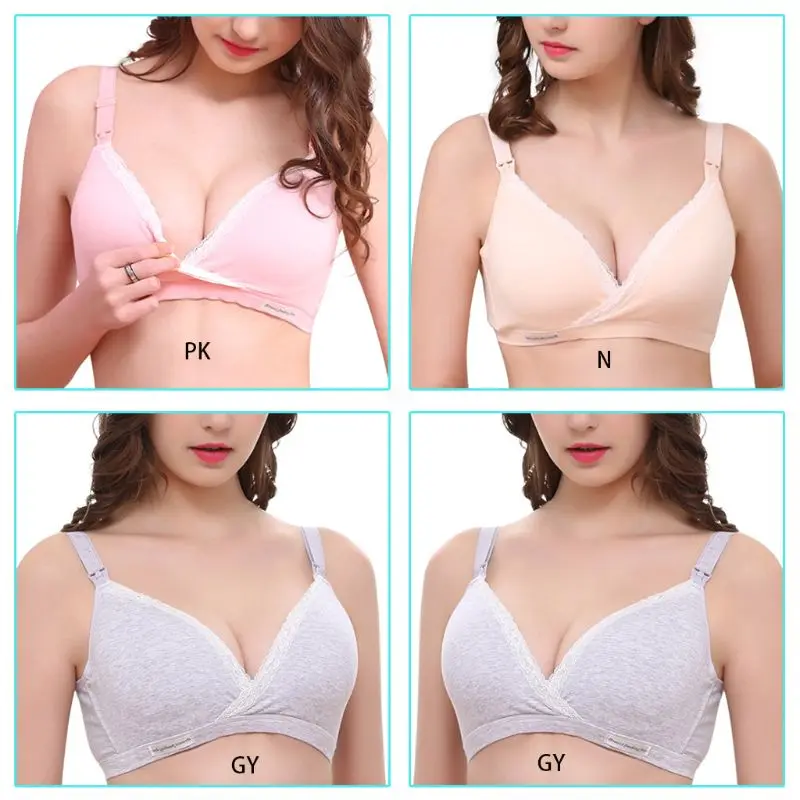 

C5AA Cross-type Nursing Bra without Steel Ring Double Open Buckle Pregnant Women Breastfeeding Underwear Gathered Anti-sagging