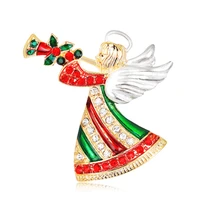 blucome christmas angel blowing trumpet brooch for women girls clothes hat hijab pin christmas corsage accessories gifts