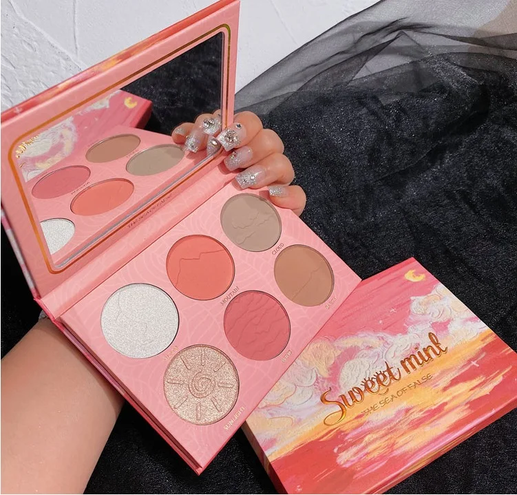 6 цветов Блестящий хайлайтер голографический макияж палитра бронзер