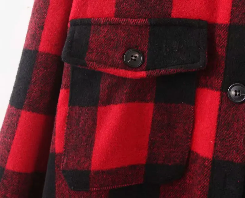 

Plaid Printed Wool Coat Women Autumn Winter Tartan Loose Coats Ladies Korean Fashion Elegant Vintage Outerwear Plus Size