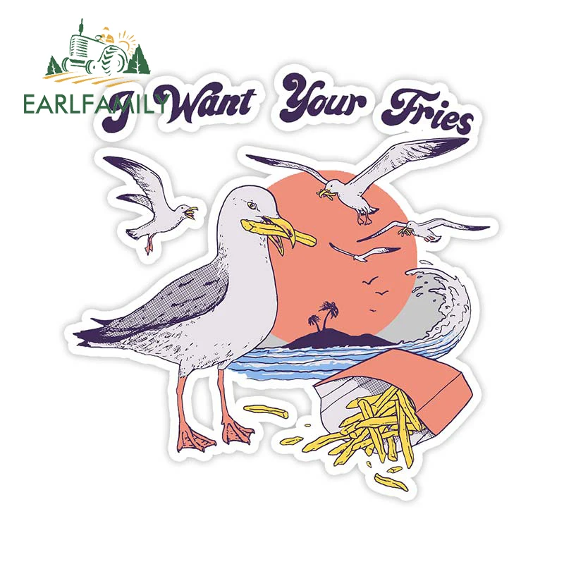 

EARLFAMILY 13 см x 13 см, я хочу, чтобы ваш картофель фри, автомобильная наклейка, наклейка на окно, бампер, ноутбук, забавная наклейка в виде чайки, му...