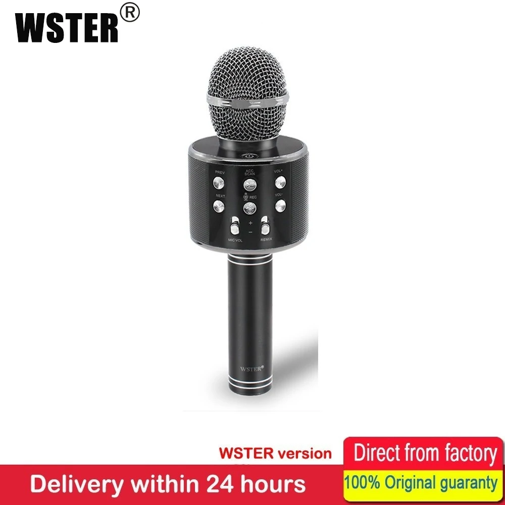 100% оригинальная версия WSTER Bluetooth беспроводной микрофон динамик WS-858 ручной