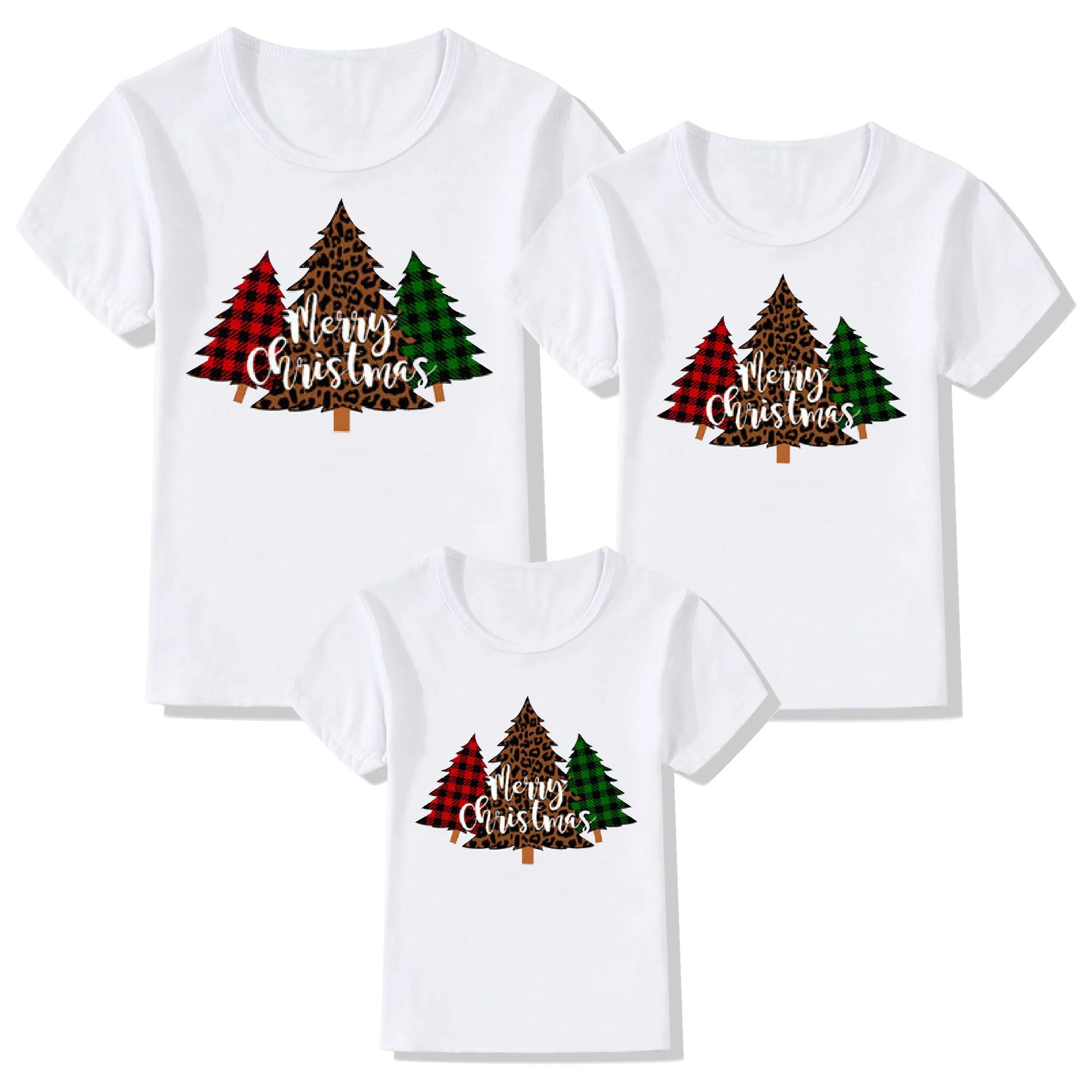 Новогодняя одежда для всей семьи Рождественская футболка Одинаковые комплекты