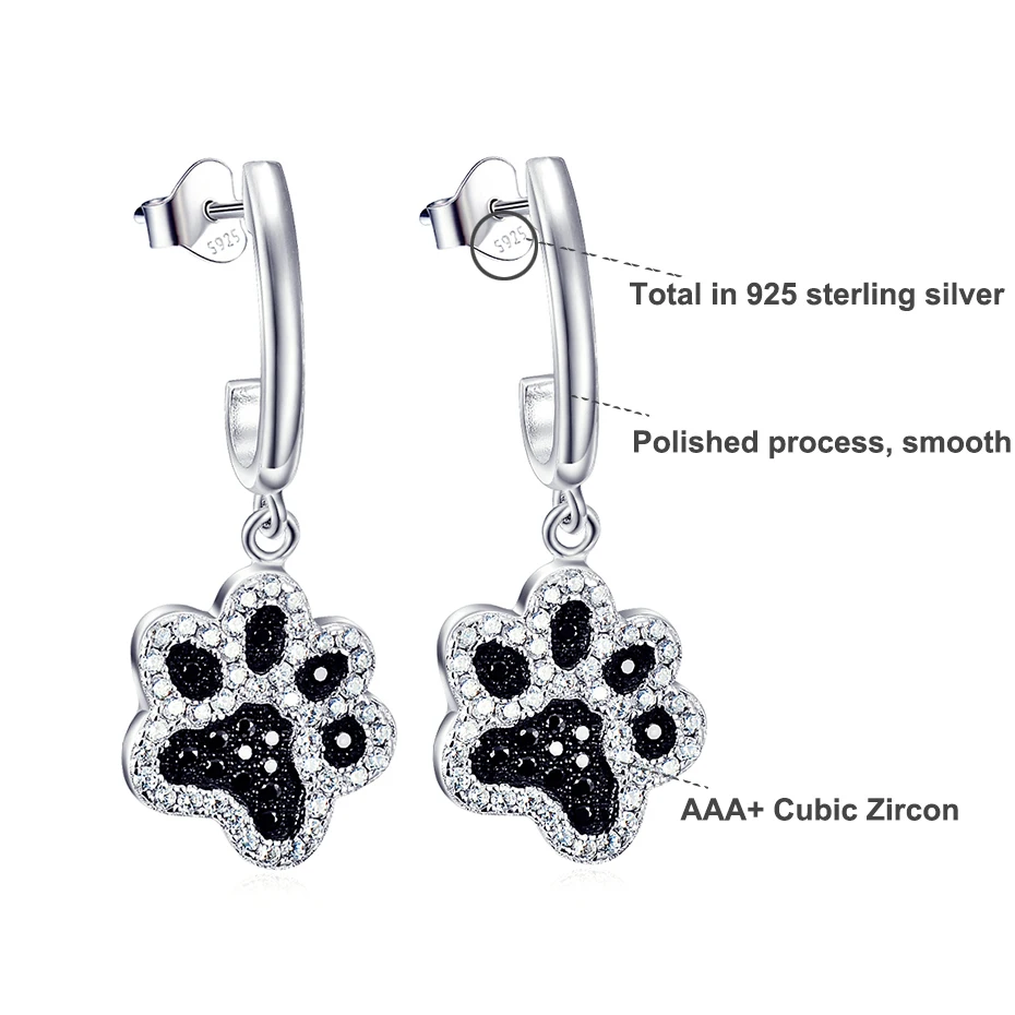 Женские серьги подвески из серебра 925 пробы с фианитами|earrings for|925 sterling silver blackdropping