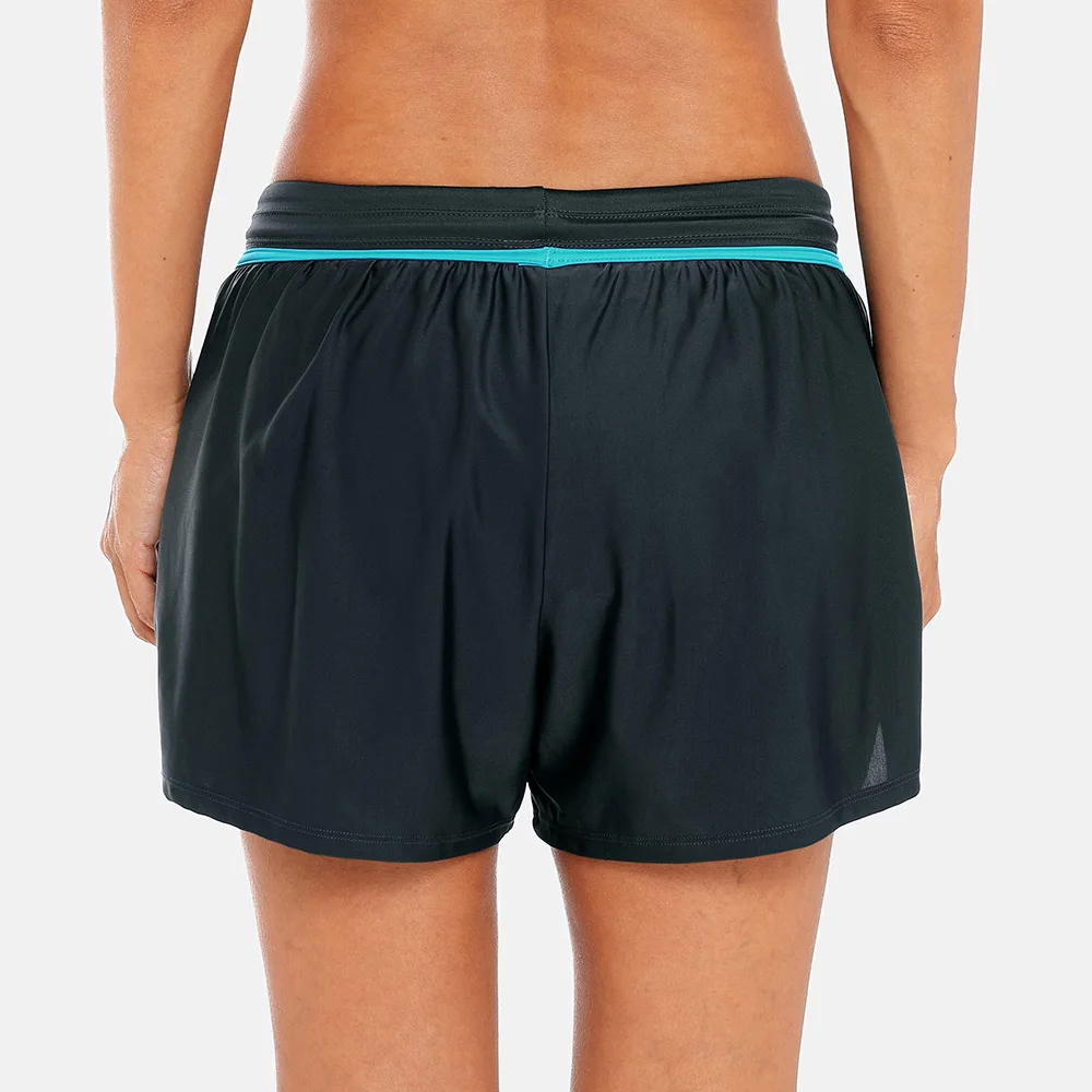 Charmo Women Swimming Shorts Patchwork Bikini Bottom Strappy Adjustable Swimwear Briefs Boy Shorts Swimming Trunks