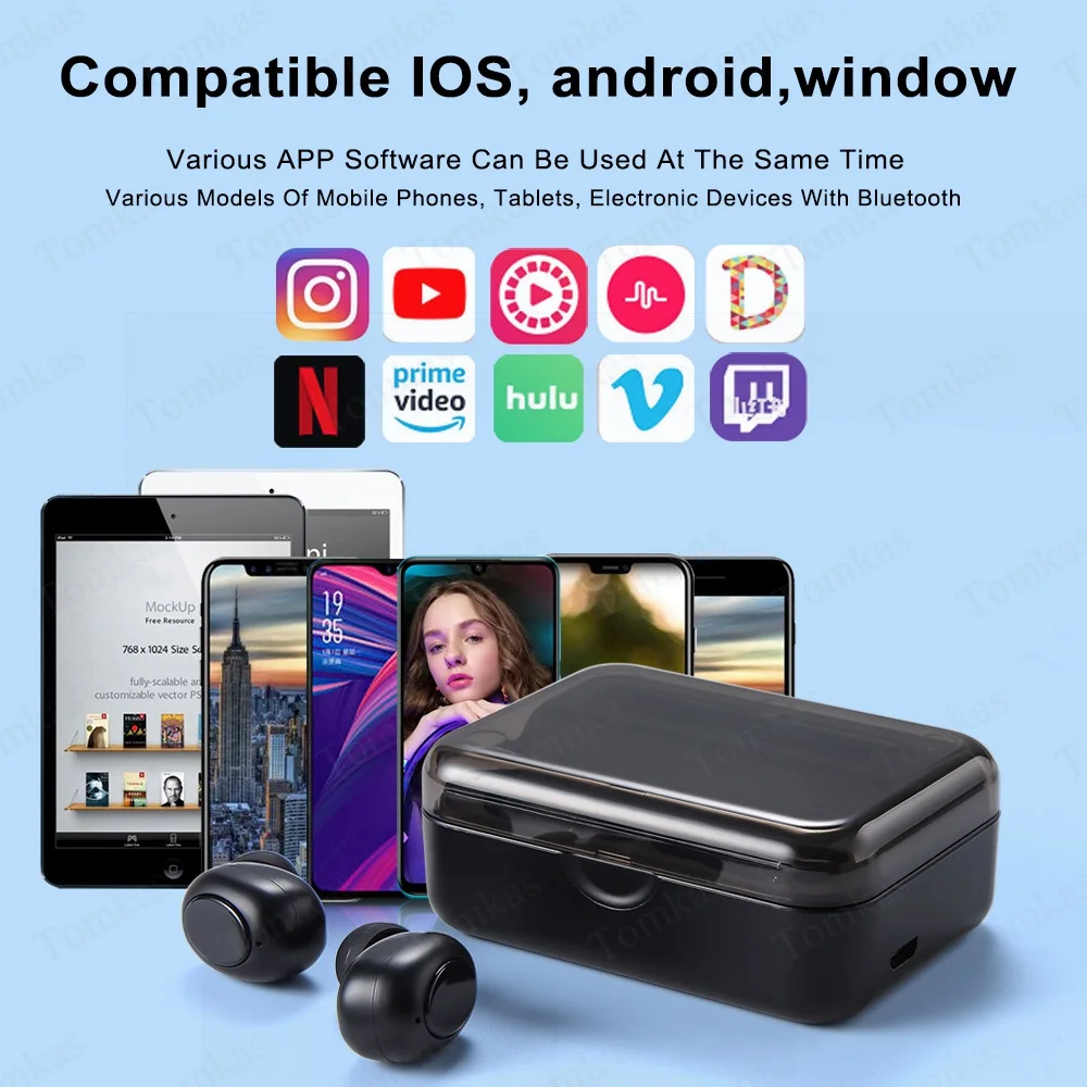 TWS, беспроводные наушники, светодиодный дисплей, 2000 мА/ч, 5,0, Bluetooth наушники, водонепроницаемые наушники для телефона, спортивные, беспроводные Bluetooth гарнитуры