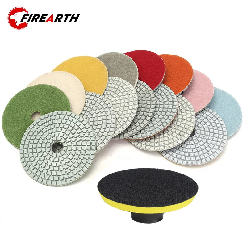 

Diamond Polishing Pad 16pcs 4inch(100mm) Wet/Dry for Granite Stone Concrete Marble Abrasive Tools Polishing Grinding Discs