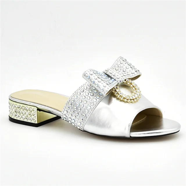 Sliver shoes only Свадебные комплекты из итальянских туфель и сумочки в африканском стиле; коллекция года; комплект из женских туфель и сумочки, украшенных стразами; вечерние туфли и сумочка - Цвет: Sliver shoes only