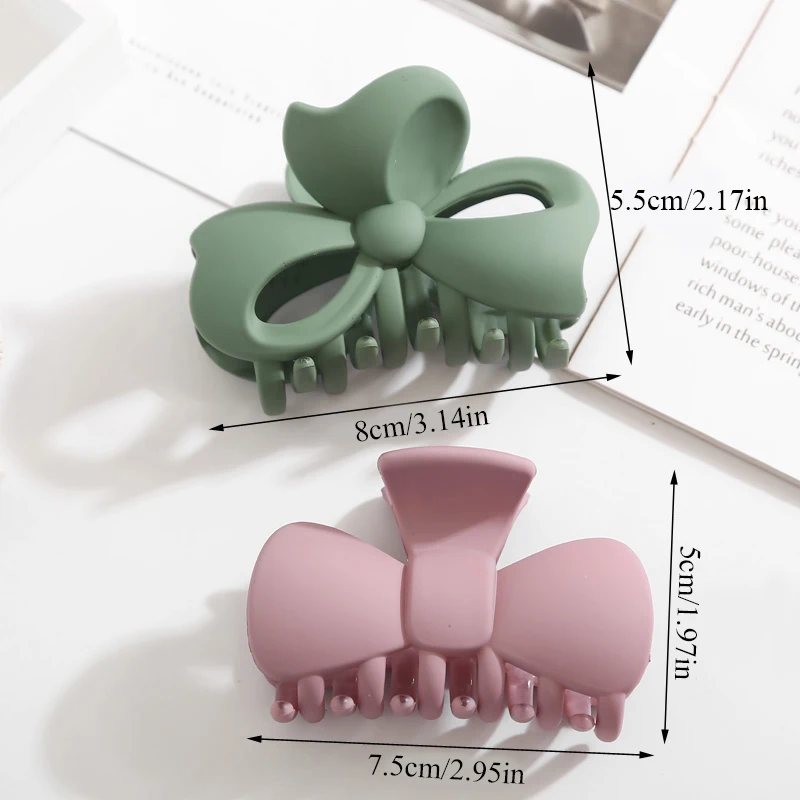 

Fashion Hair Claw Crab Women Bow Tough Solid Color Hair Clip Clamps Plastic Barrettes Girls Hairpin Large Size Hair Accessories