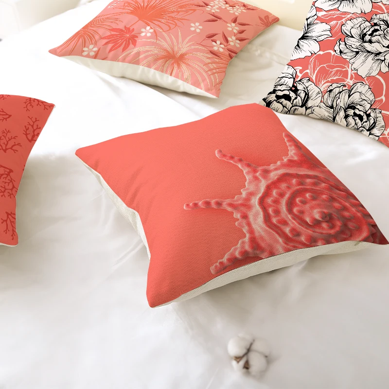 Пользовательская декоративная наволочка Розовая белая линия льняная хлопковая