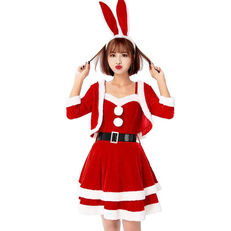 Рождественский карнавальный костюм милое красное платье на бретельках с