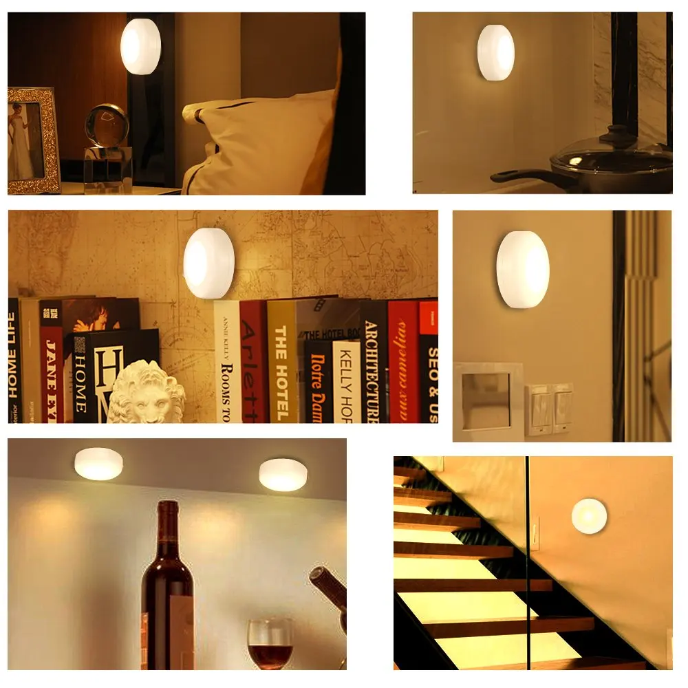 

Remote Control Touch Sensor LED Under Cabinets lights Warm white/White LED Puck Lights For Kitchen Close Wardrobe Stair Hallway
