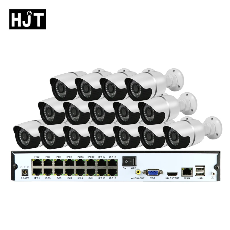 HJT 5.0MP IP камера POE H.265 16 CH kit 16CH 48V NVR 36IR ночного видения CCTV Открытый