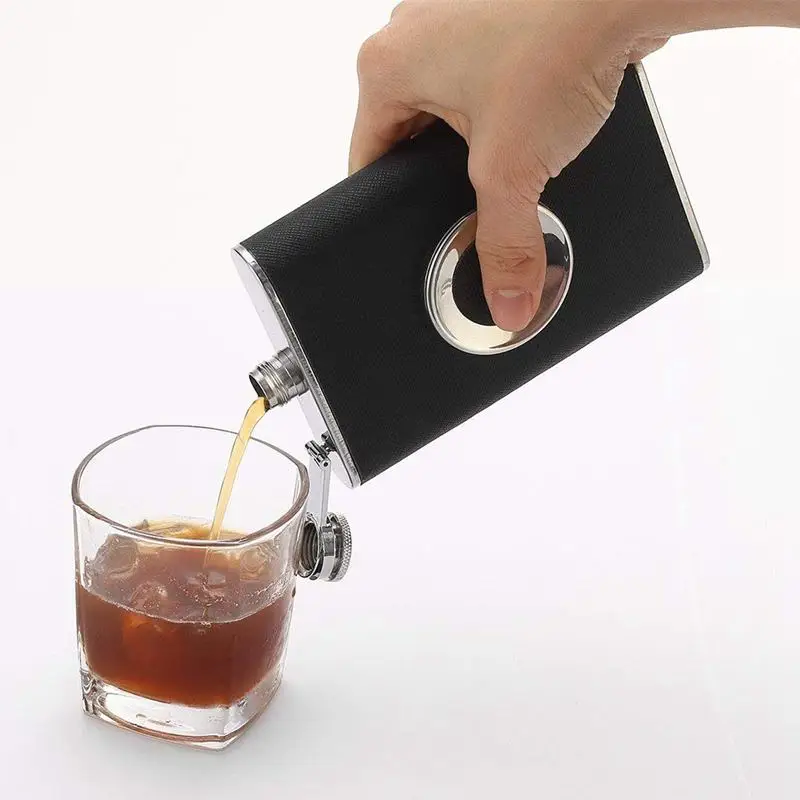 Плоская фляжка из нержавеющей стали объемом 8 унций встроенная Складная