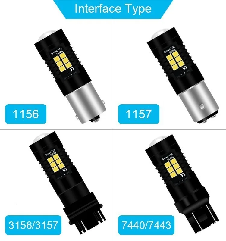 2 шт. P21W 1156 BA15S 1157 3156 3157 7440 7443 Автомобильный светодиодный Фары заднего хода 21 SMD 3030 Резервное копирование Хвост лампы