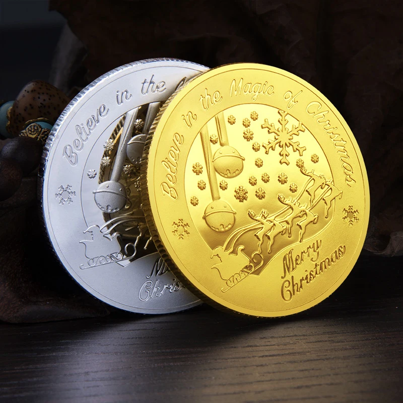 

Merry Christmas Collectible Silver Gold Plated Souvenir Coin Santa Claus Pattern Collection Art Commemorative Coin