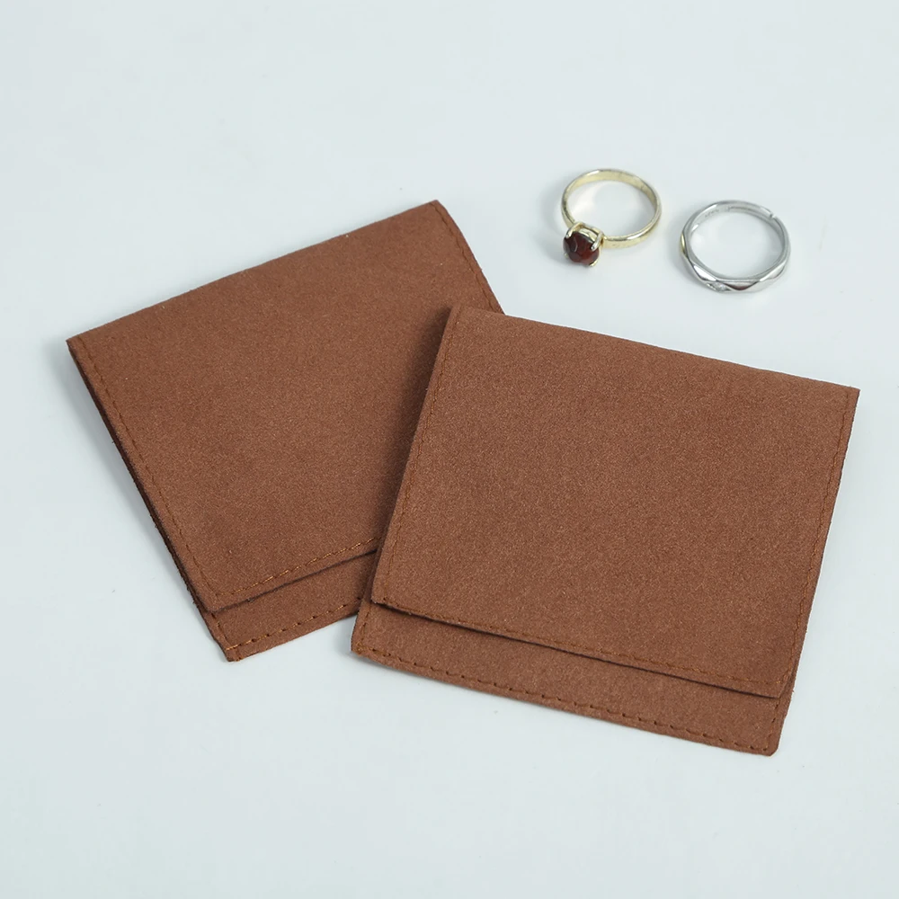 

10pcs Brown Microfiber Jewelry Pouches Envelope Bag Jewelry Diaplay Jewelry Disply Organizer Wedding Rings Packing Custom Logo