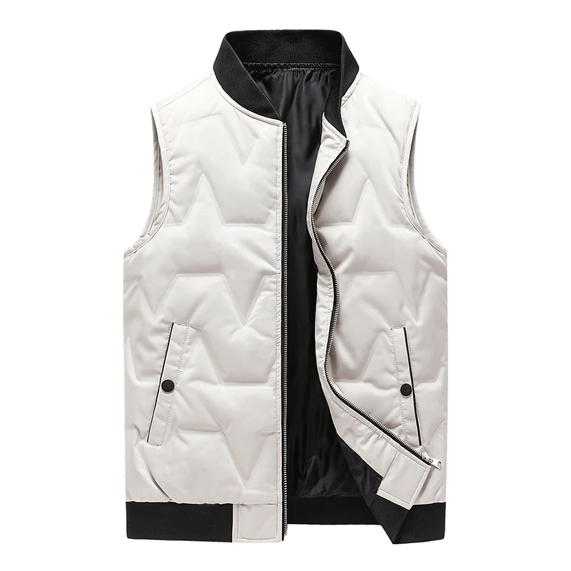 New Youth Trend Leisure Stand Collar Sports Down Vest Korean Version Winter Men'S Warm Fashion Shoulder Sleeveless Jacket