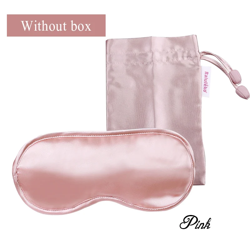 Pink no box Новая маска для сна из искусственного шелка, натуральная маска для сна, женская переносная повязка на глаза для путешествий, повязка на глаза для отдыха, повязка на глаза для сна - Цвет: Pink no box