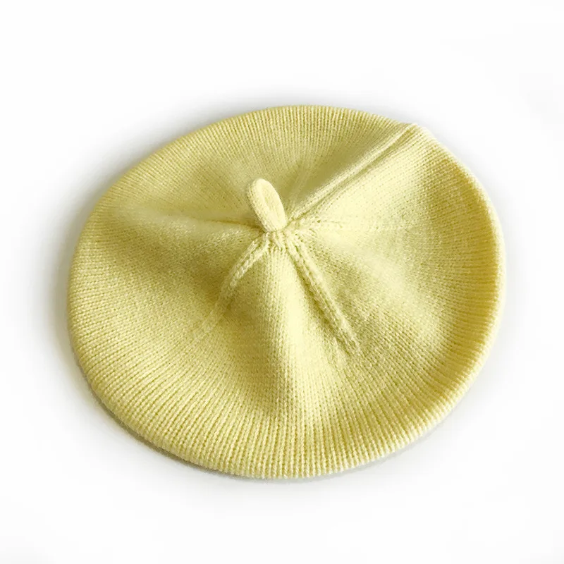 Модный детский вязаный берет однотонная детская теплая шапка осенне-зимняя