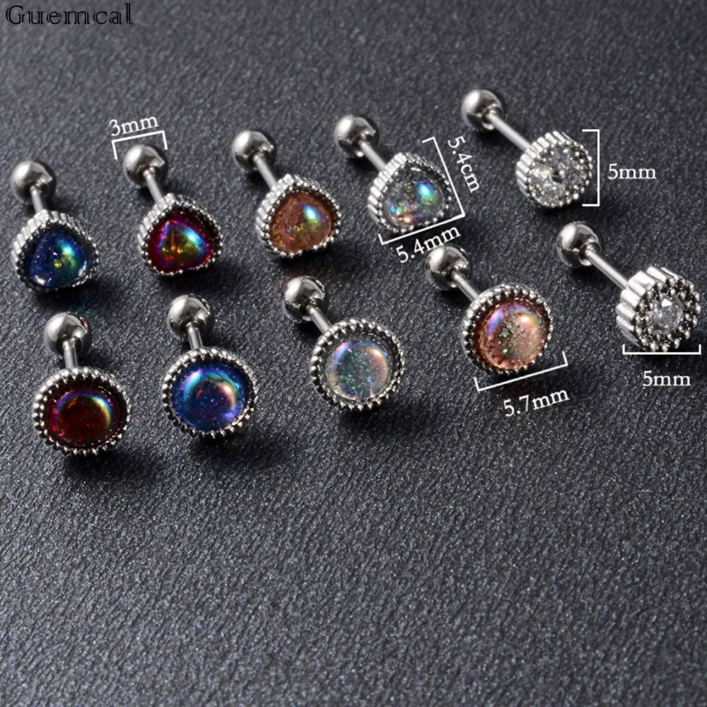 

Guemcal 2pc Screw Earrings Stainless SteelStud Earrings Inlaid Zircon Stud Earrings New