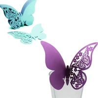 100pcs high grade butterfly laser cut paper place card escort card cup card wine glass card wedding party banquet decoration