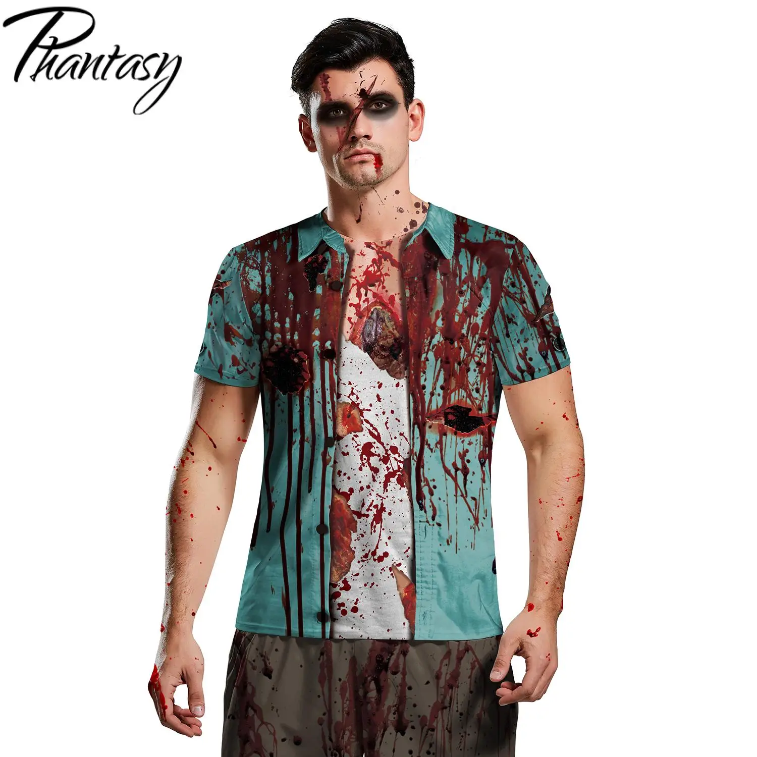 

Мужская футболка для косплея Phantasy, Повседневная Свободная уличная одежда большого размера, футболки на Хэллоуин, футболки с 3D принтом и кор...