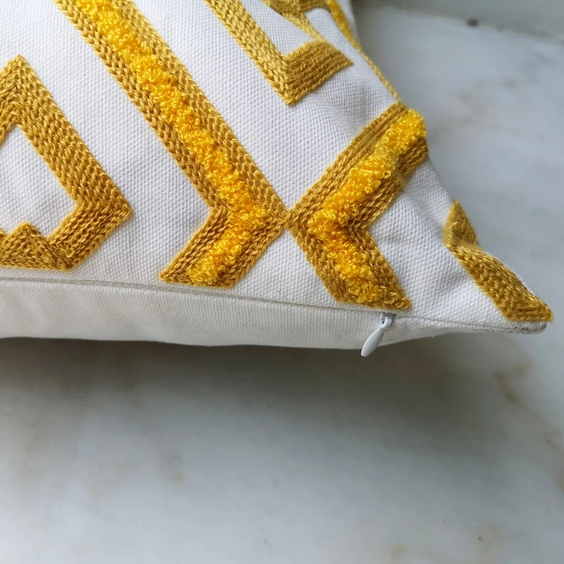 yellow cushion cover cute diamond geometric embroidery pillow case with for sofa bed simple home decorative 45x45cm sofa bed free global shipping