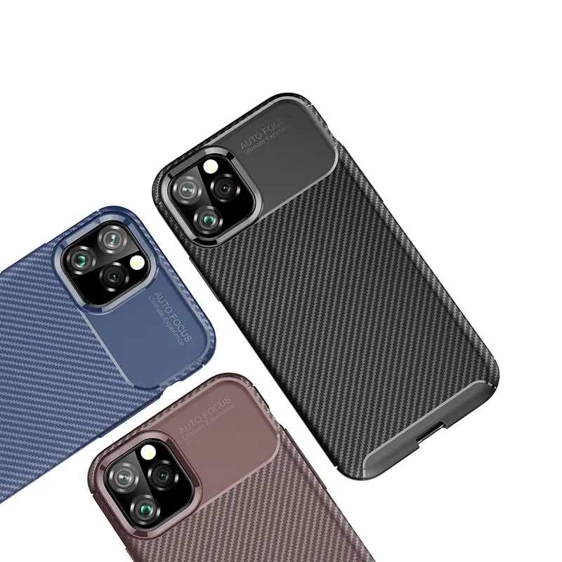 Противоударный чехол из углеродного волокна ТПУ для телефона Матовый лаконичный