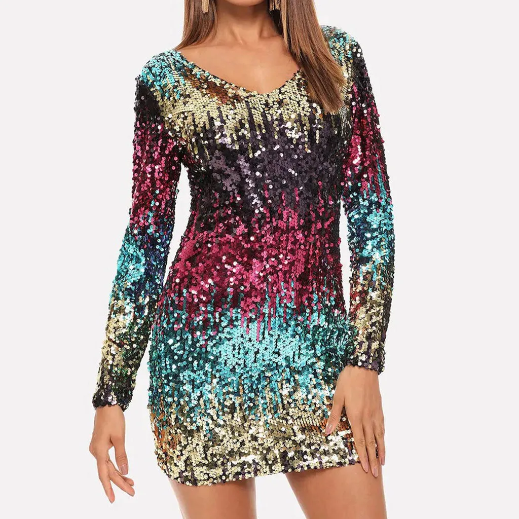 Женское вечернее платье вечерние платья красочные мини сексуальное блестящее с