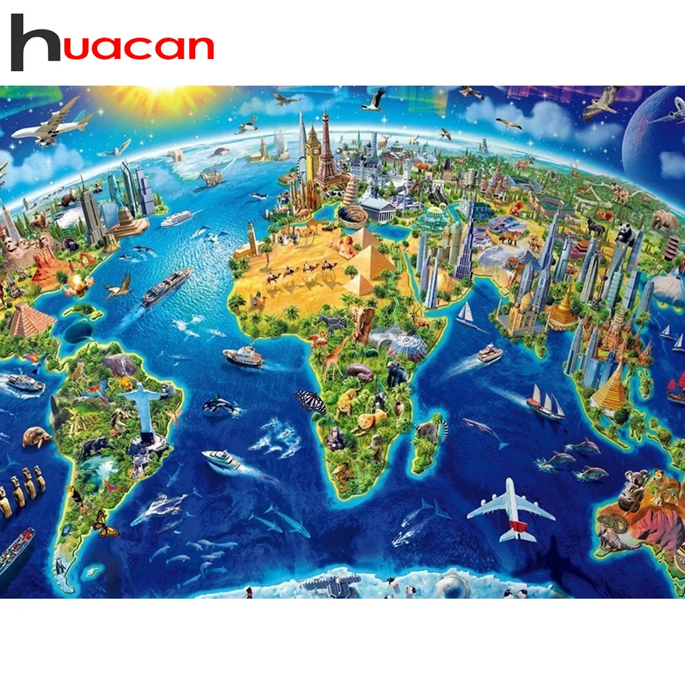 Алмазная вышивка Huacan Earth мультяшная полноразмерная мозаика Набор для вышивки