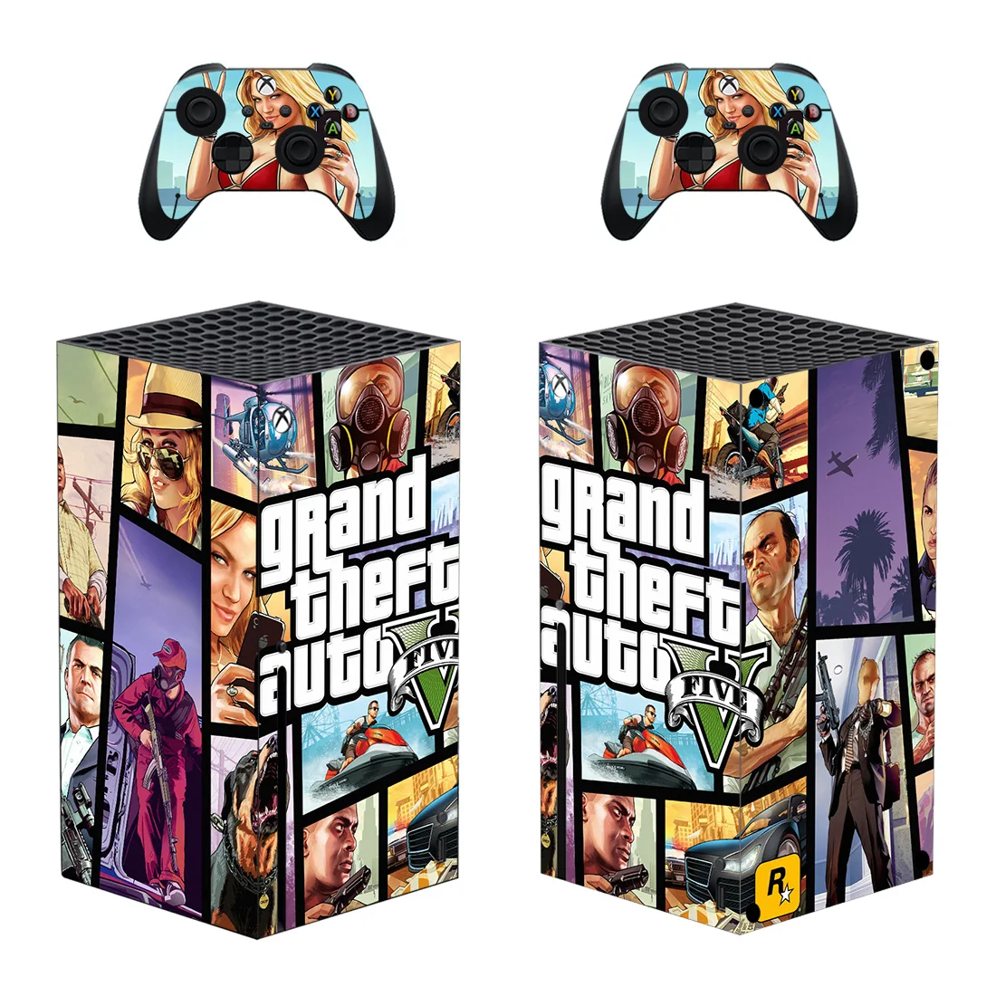 Grand Theft Auto GTA 5 Наклейка Обложка для консоли Xbox серии X и 2 контроллера XSX виниловая