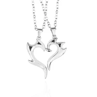 1 pair fashion couple heart shape pendant necklace stainless steel necklac unisex lovers couples jewelry fashion gift