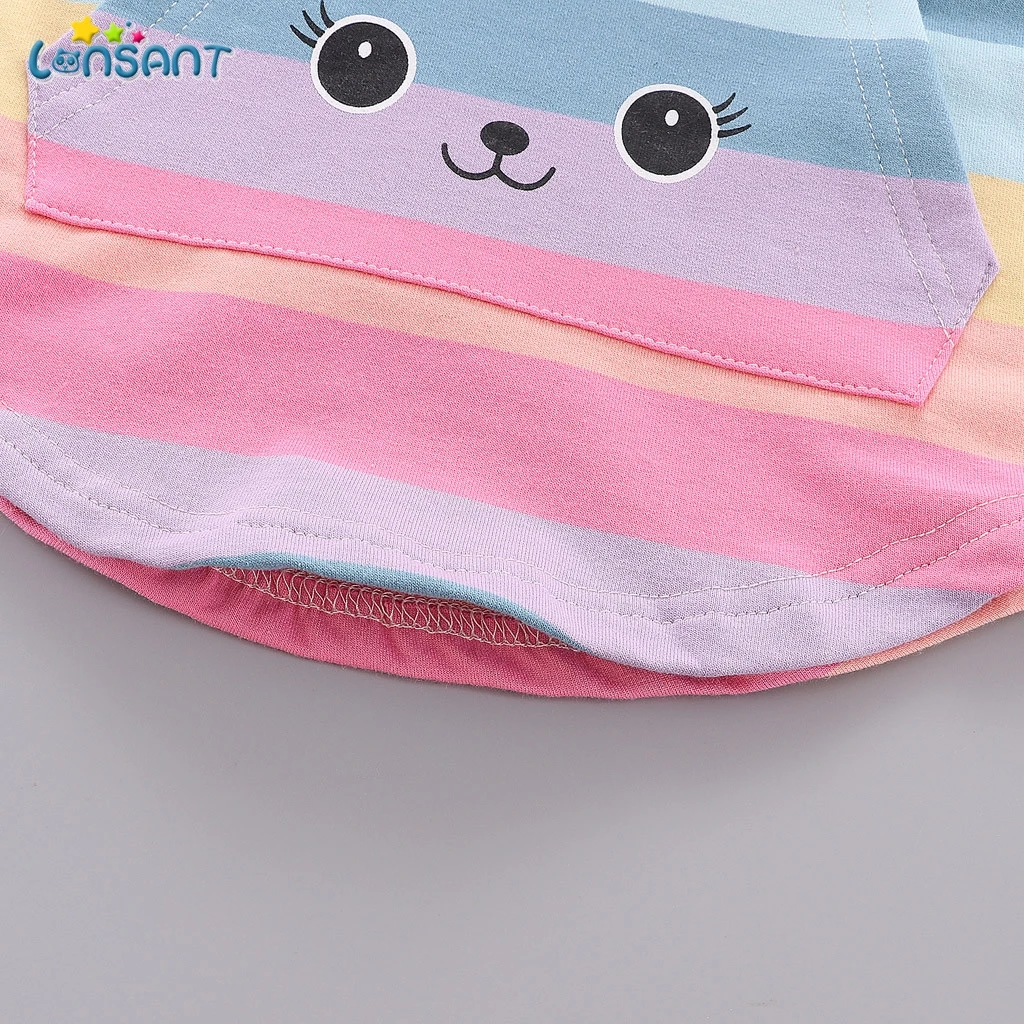 Толстовка с капюшоном для маленьких девочек в полоску|Толстовки и кофты| |