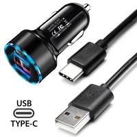 3 1a dual usb car charger type usb c phone cable for xiaomi 11 10t pro lite poco f3 m3 x3 nfc x2 pro type c charging cable