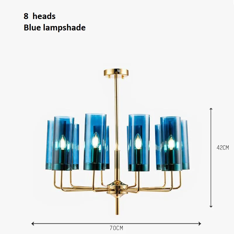 8 heads Blue glass LukLoy Новая Люстра из голубого стекла, спальня, Янтарная стеклянная лампа с абажуром, Роскошный кулон для гостиной, ресторана, лампа для украшения - Цвет абажура: 8 heads Blue glass