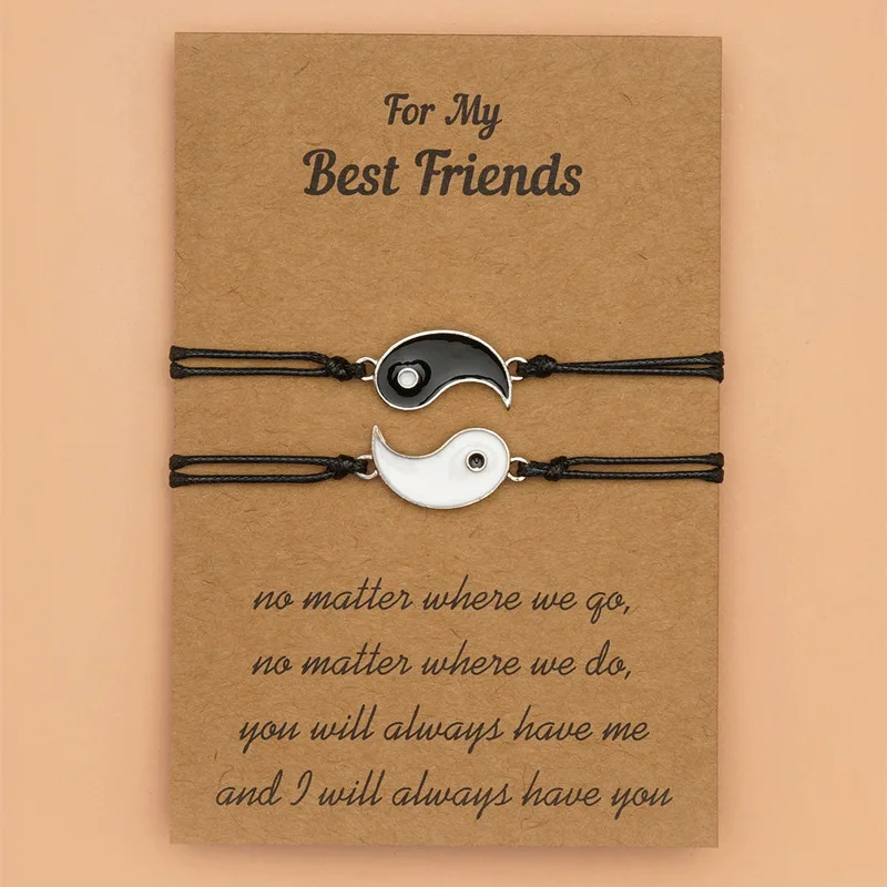 

Charm Bracelet for Friendship Couples 2pcs/set Tai Chi Gossip Bracelet Bead Bangles Women Man Lucky Wish Jewelry